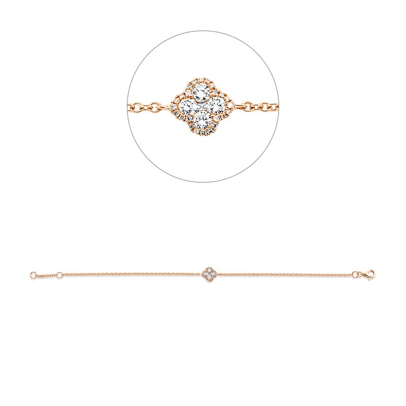 Image 90010733 - Armband 18 kt RG, mit ZÖ 16 cm, 1 Princ. 0,02 ct, W-si, 28 Brillanten 0,33 ct, W-si, ...