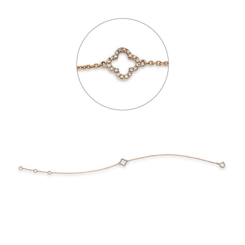 Image 90010736 - Armband 18 kt RG, mit ZÖ 15.2 cm 16.5 cm, 20 Brillanten 0,05 ct, TW-si, H:6,9 mm, ...