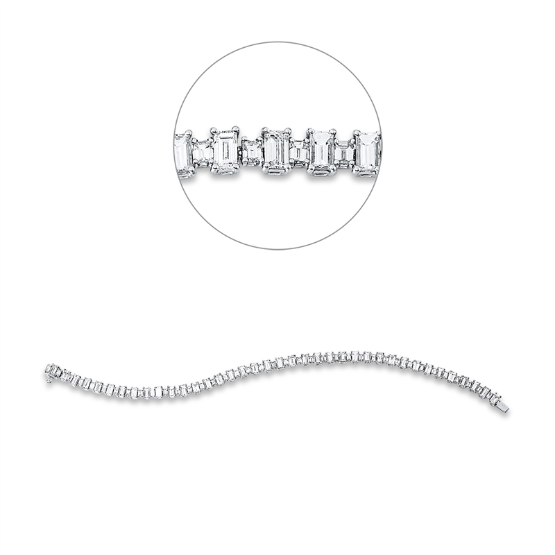 Image 90010740 - Armband 18 kt WG, 76 Baguette 8,58 ct, TW-vsi, H:5,0 mm, L:18,4 cm, S:3,1 ...