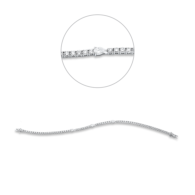 Image 90009211 - Armband 18 kt WG, 3 Tropfen 0,45 ct, TW-si, 69 Brillanten 3,20 ct, W-si, B:3,3 mm, L:17,8 ...