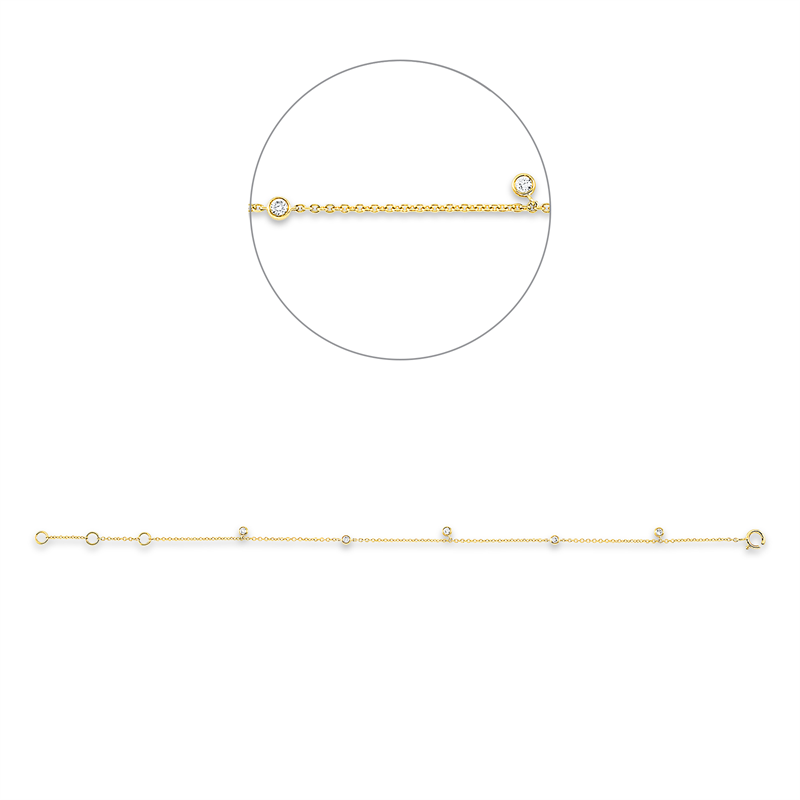 Image 90009214 - Armband 18 kt GG, mit ZÖ 15,2 cm 16,5 cm, 5 Brillanten 0,10 ct, W-si, B:2,3 mm, L:17,8 ...