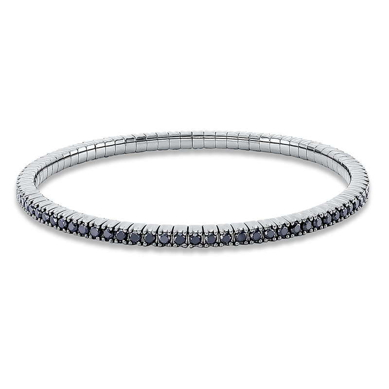Image 90010752 - Armband 4er-Krappe 18 kt WG, Flex-Band, variabel, schw. rho, 81 Brillanten 2,59 ct, ...