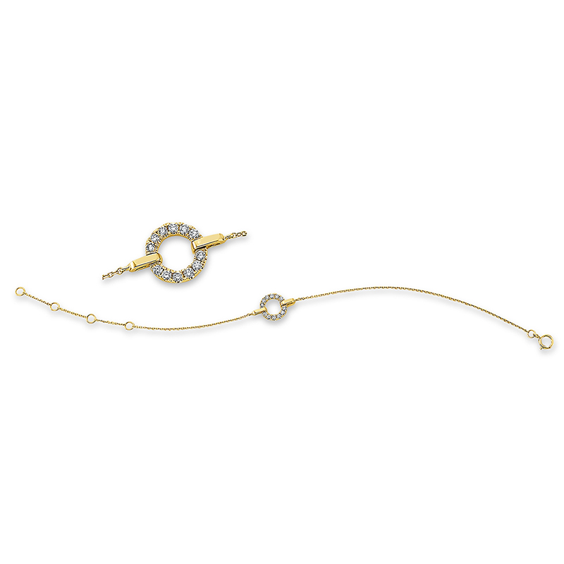Image 90009216 - Armband 18 kt GG, 12 Brillanten 0,16 ct, W-si, B:9,0 mm, L:18,0 cm, S:1,5 ...