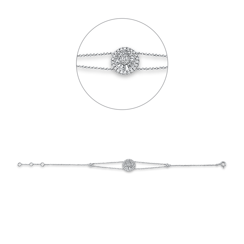 Image 90009217 - Armband 18 kt WG, mit ZÖ 15,5 cm 16,5 cm, 18 Trapeze 0,27 ct, TW-si, 33 Brillanten ...