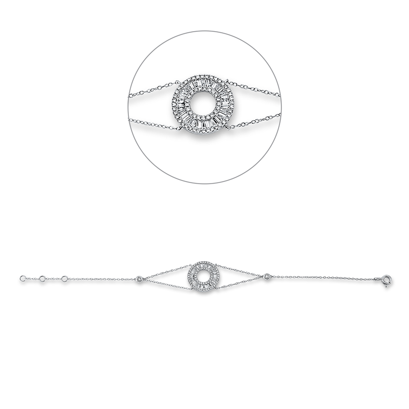 Image 90009218 - Armband 18 kt WG, mit ZÖ 15,5 cm 16,5 cm, 20 Trapeze 0,28 ct, TW-si, 16 Baguette 0,16 ...