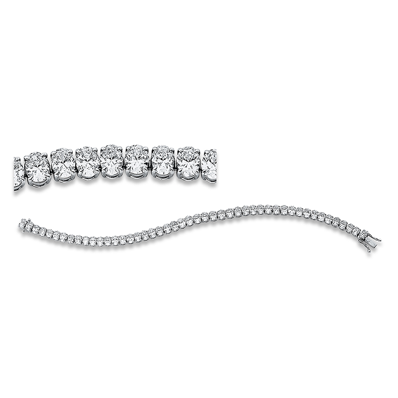 Image 90009219 - Armband 4er-Krappe 18 kt WG, 14 Oval 2,98 ct, F-vsi/si, 33 Oval 7,60 ct, F-vvs, L:17,0 ...