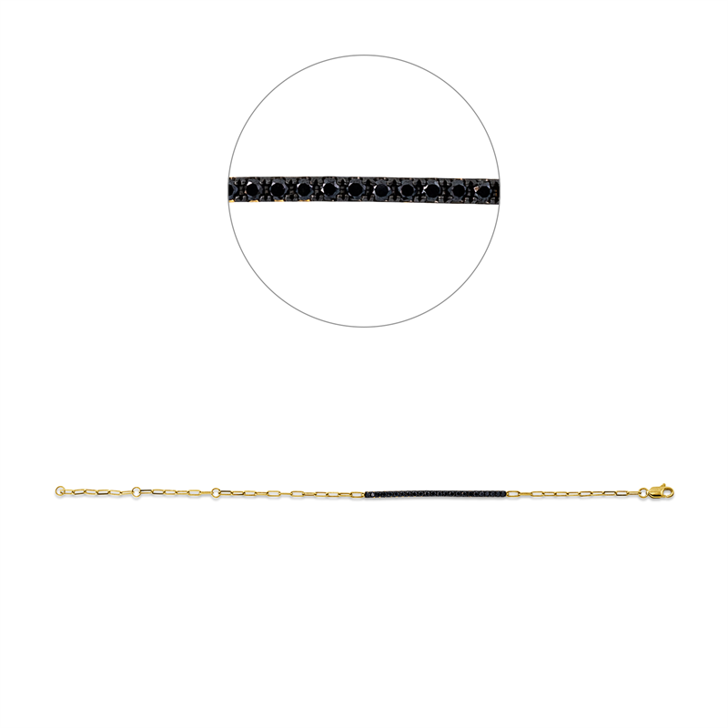 Image 90009222 - Armband 18 kt GG, Fassung schwarz rhodiniert, 24 Brillanten 0,39 ct, schwarz, B:1,9 mm, ...
