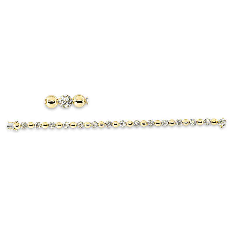 Image 90009225 - Armband 14 kt GG, 60 Brillanten 1,54 ct, TW-si, 120 Brillanten 2,32 ct, TW-si, B:5,9 mm, ...