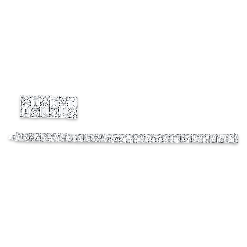 Image 90009226 - Armband 18 kt WG, 62 Sm.schliff 12,06 ct, TW-vsi, 62 Brillanten 5,47 ct, TW-vsi, L:17,8 ...