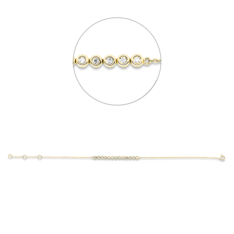 Image 90009229 - Armband Zarge 18 kt GG, mit ZÖ 15,2 cm 16,5 cm, 13 Brillanten 0,15 ct, W-si, B:3,0 mm, ...