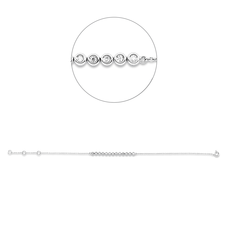 Image 90009230 - Armband Zarge 18 kt WG, mit ZÖ 15,2 cm 16,5 cm, 13 Brillanten 0,15 ct, W-si, B:3,0 mm, ...