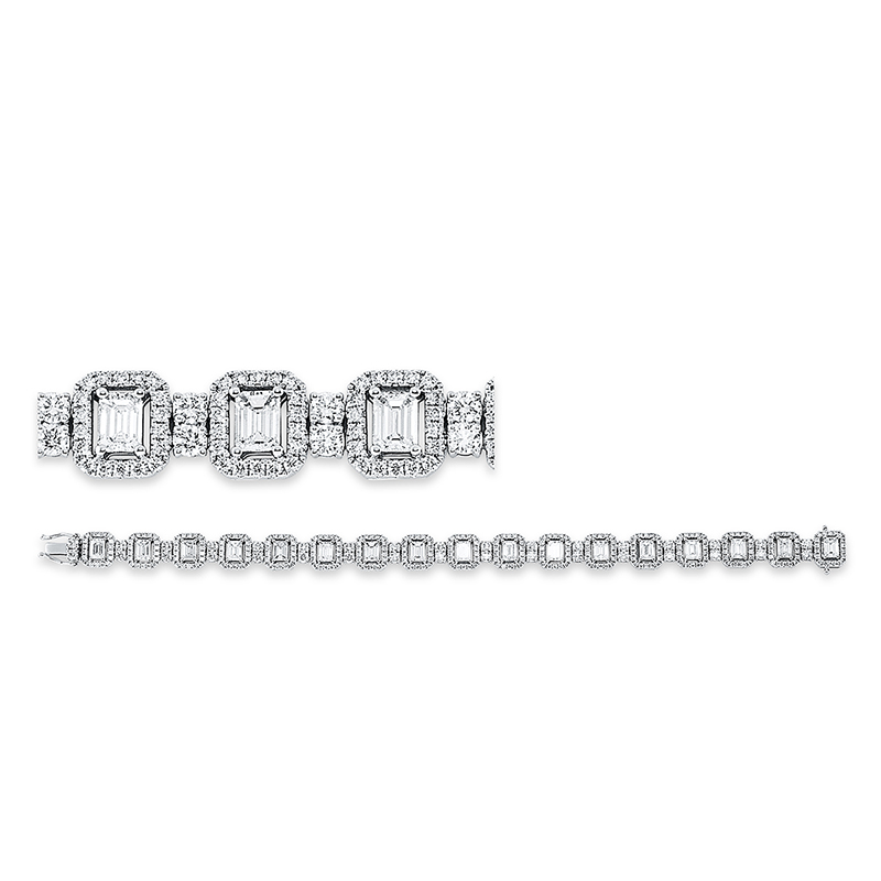 Image 90009243 - Armband 18 kt WG, 17 Sm.schliff 5,24 ct, TW-vsi, 340 Brillanten 3,55 ct, TW-vsi, L:17,1 ...