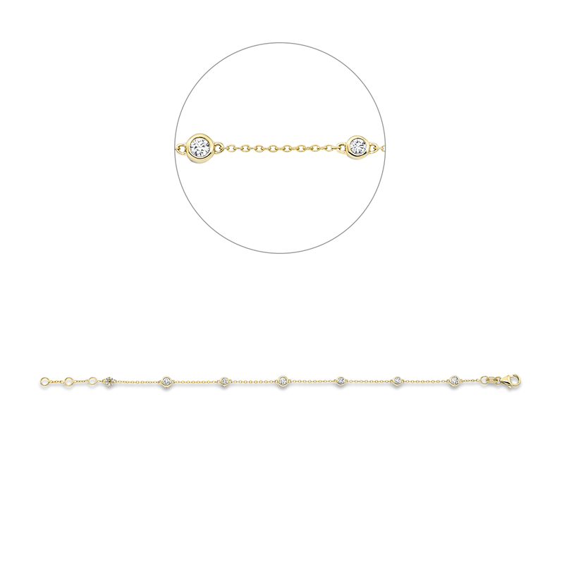Image 90009245 - Armband 18 kt GG, mit ZÖ 16 cm 17 cm, 4 Brillanten 0,18 ct, TW-si, 3 Brillanten 0,22 ...
