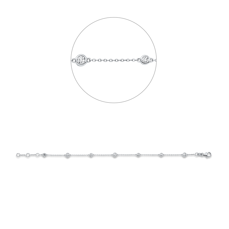 Image 90009289 - Armband 18 kt WG, mit ZÖ 16 cm 17 cm, 3 Brillanten 0,22 ct, TW-si, 58 Brillanten 0,20 ...