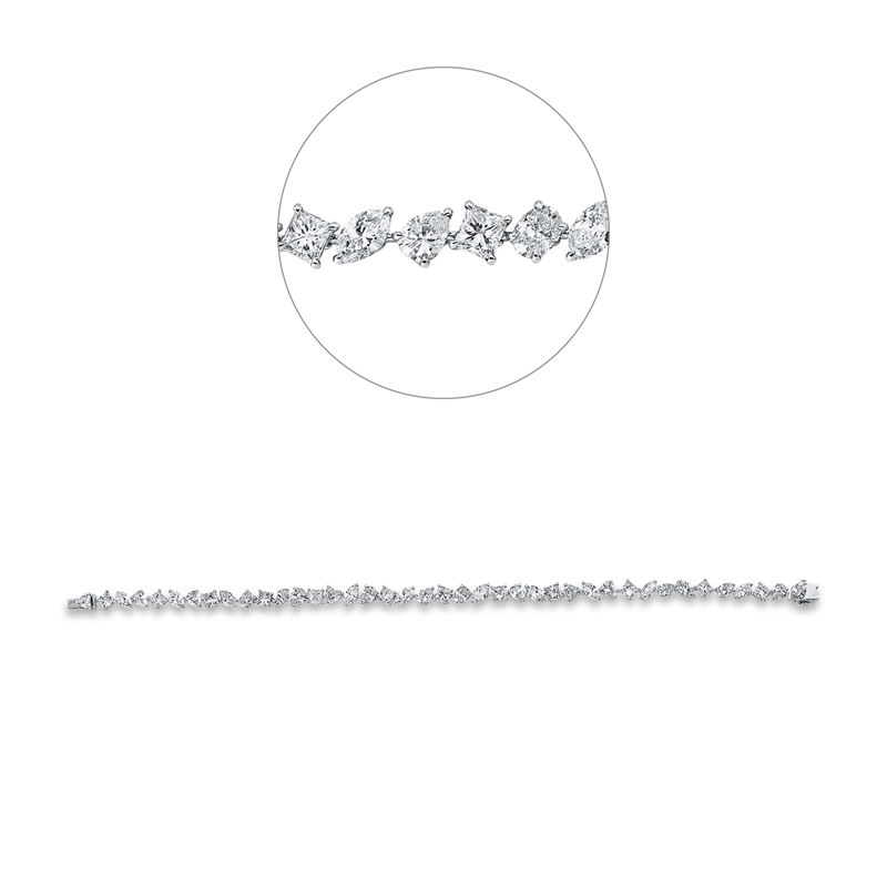 Image 90009292 - Armband 18 kt WG, 10 Tropfen 2,18 ct, TW-pi, 12 Princ. 2,91 ct, TW-si, 2 Oval 0,45 ct, ...