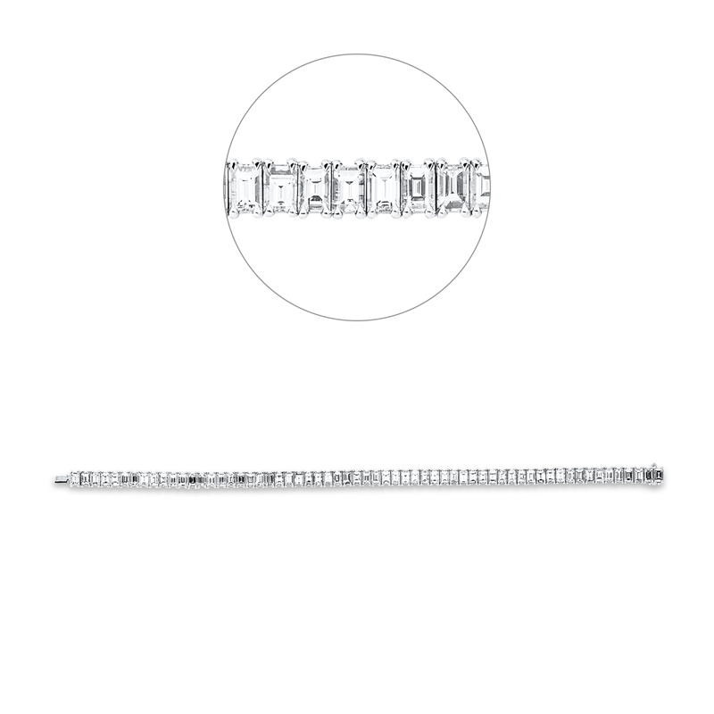 Image 90009294 - Armband 18 kt WG, 61 Baguette 11,64 ct, TW-vsi, B:5,4 mm, L:17,8 cm, S:2,2 ...
