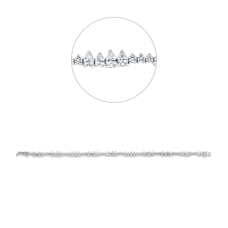 Image 90009257 - Armband 18 kt WG, 40 Tropfen 4,00 ct, W-vsi/si, 30 Brillanten 0,88 ct, W-vsi/si, L:18,0 ...