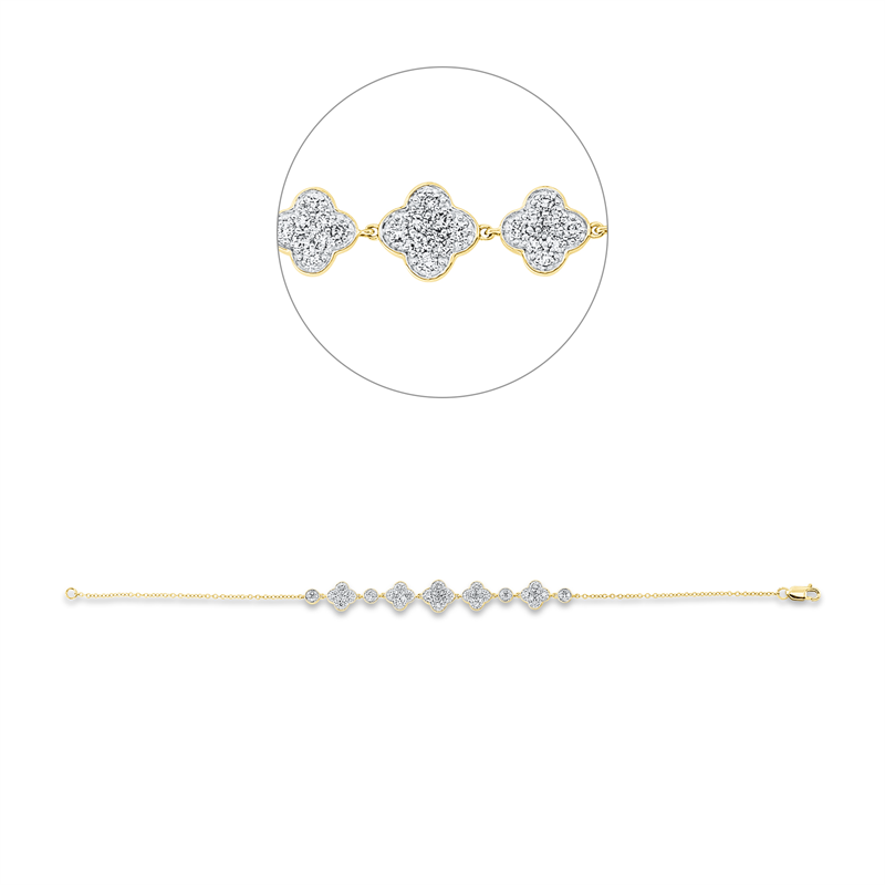 Image 90009298 - Armband 14 kt GG, Fassung rhodiniert, 25 Brillanten 0,14 ct, TW-si, 40 Brillanten 0,52 ...