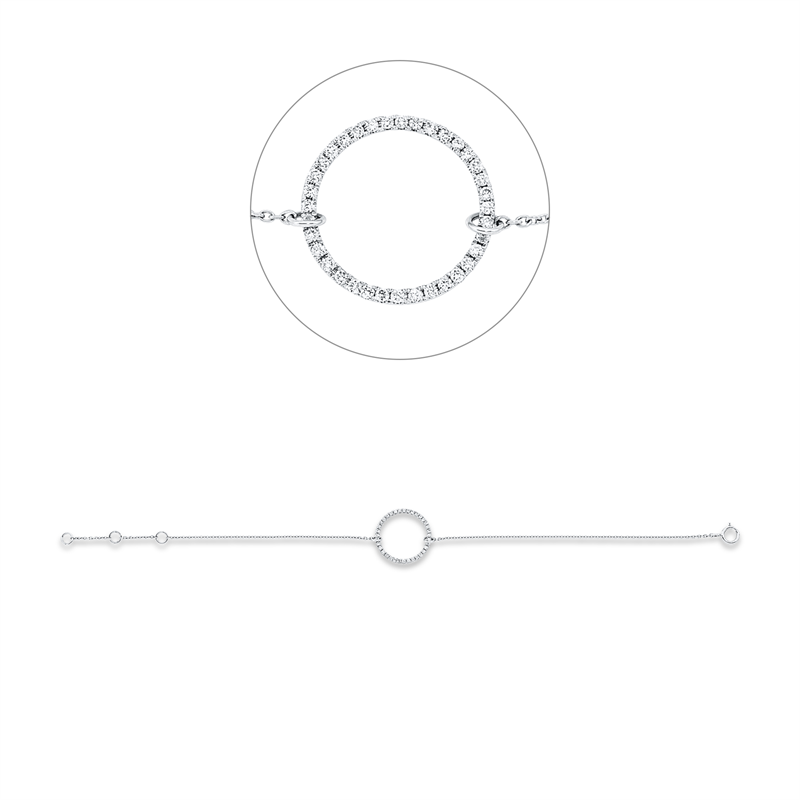 Image 90009400 - Armband 18 kt WG Kreis, mit ZÖ 15,5 cm 16,5 cm, 36 Brillanten 0,19 ct, W-si, B:14,8 ...