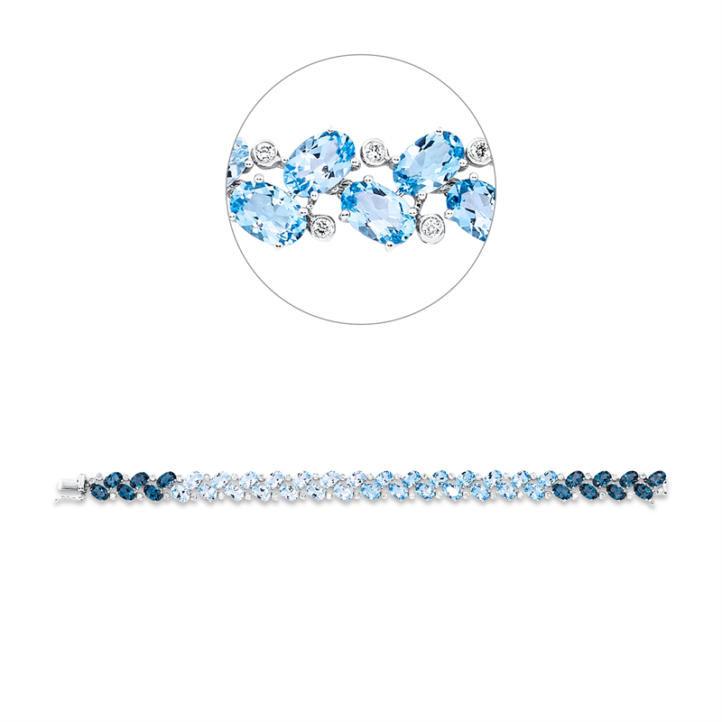 Image 90010806 - Armband 18 kt WG, 43 Brillanten 0,46 ct, TW-si, 42 Topase 20,40 ct multicolor, B:9,5 mm, ...