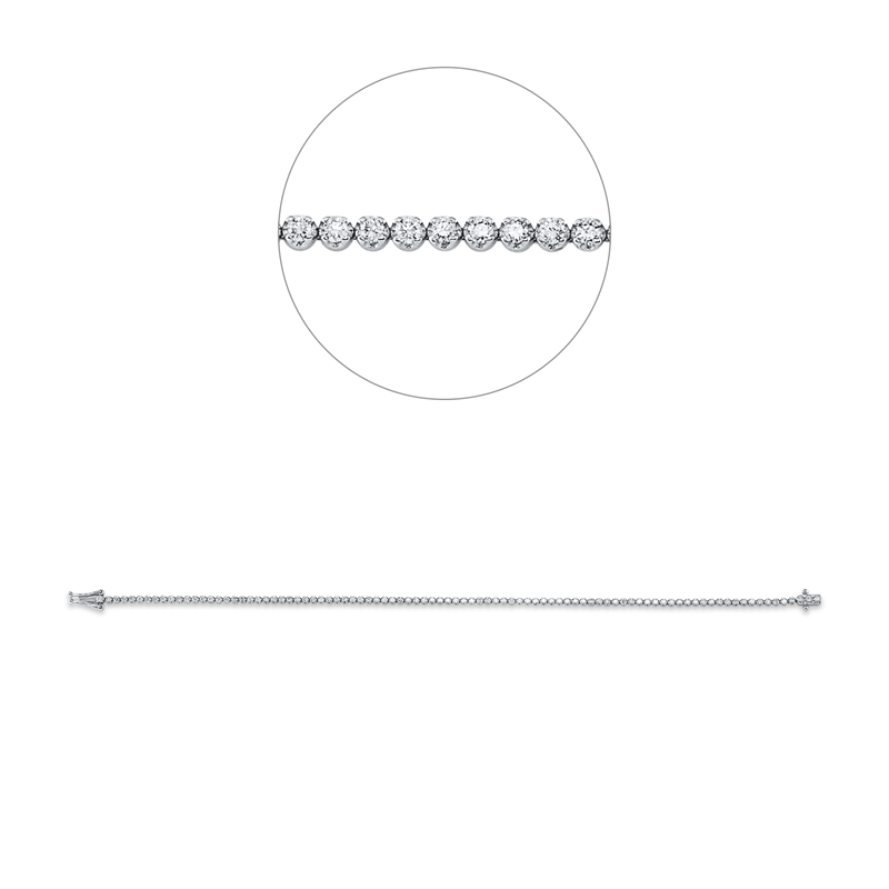 Image 90009406 - Armband 18 kt WG, 91 Brillanten 1,02 ct, W-si, B:1,9 mm, L:17,5 cm, S:2,1 ...