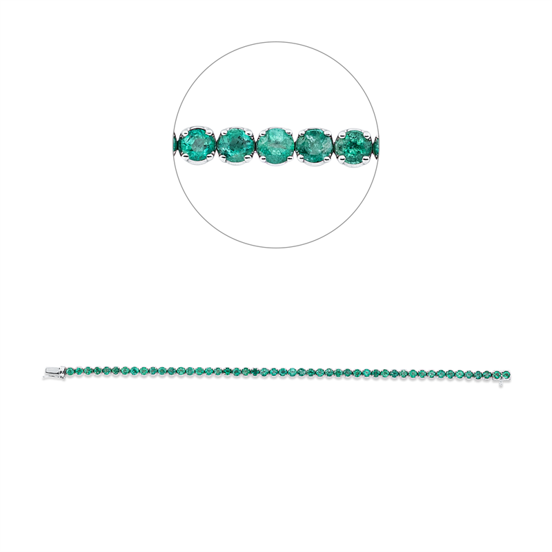 Image 90009410 - Armband 18 kt WG, 48 Smaragde 5,42 ct grün, L:16,5 cm =*=*= Unterkategorie: Farbstein ...