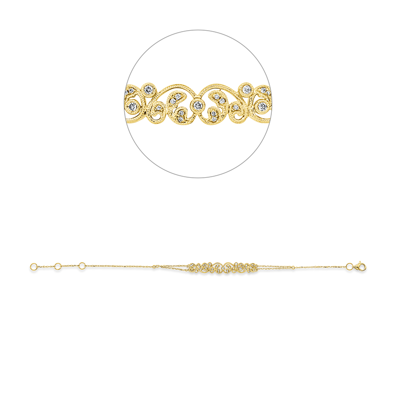 Image 90009413 - Armband 18 kt GG, mit ZÖ 15,3 cm 16,5 cm, 26 Brillanten 0,07 ct, TW-si, 5 Brillanten ...