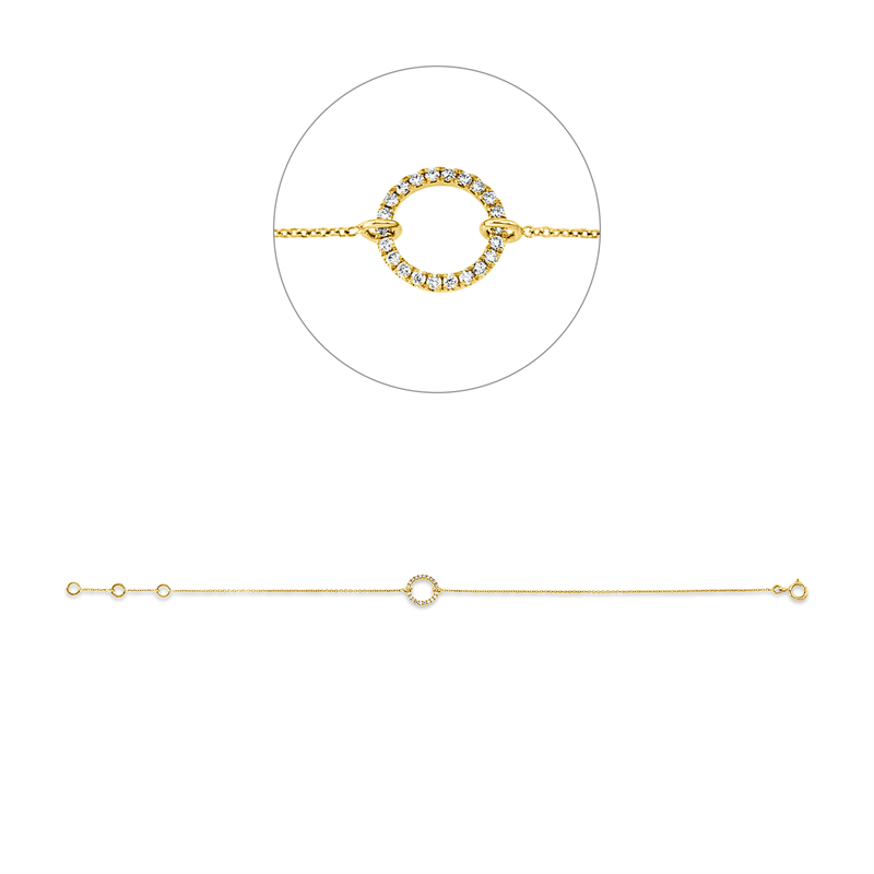 Image 90009415 - Armband 18 kt GG Kreis, mit ZÖ 16 cm 17 cm, 22 Brillanten 0,07 ct, TW-si, L:18,0 ...