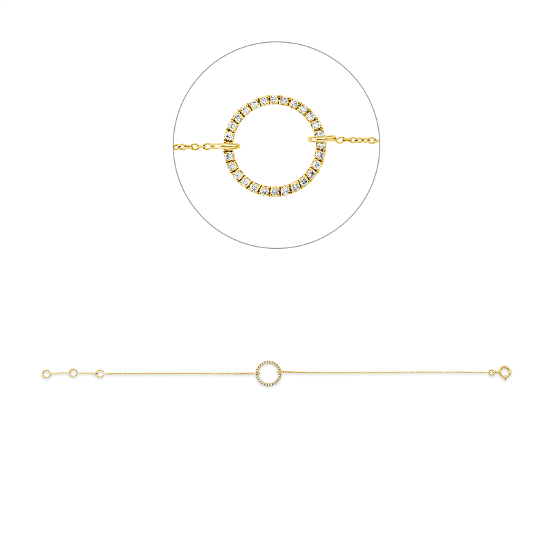 Image 90009416 - Armband 18 kt GG Kreis, mit ZÖ 16 cm 17 cm, 28 Brillanten 0,07 ct, TW-si, L:18,0 ...