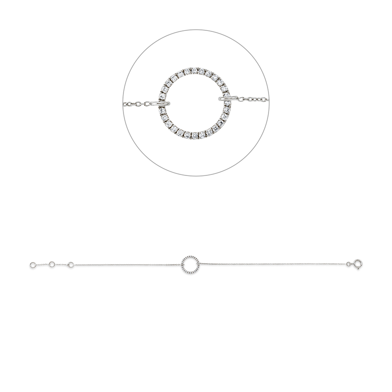 Image 90009417 - Armband 18 kt WG Kreis, mit ZÖ 16 cm 17 cm, 28 Brillanten 0,07 ct, TW-si, L:18,0 ...