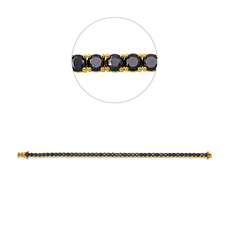 Image 90009419 - Armband 18 kt GG, 45 Brillanten 10,20 ct, schwarz, L:18,5 cm =*=*= Unterkategorie: ...