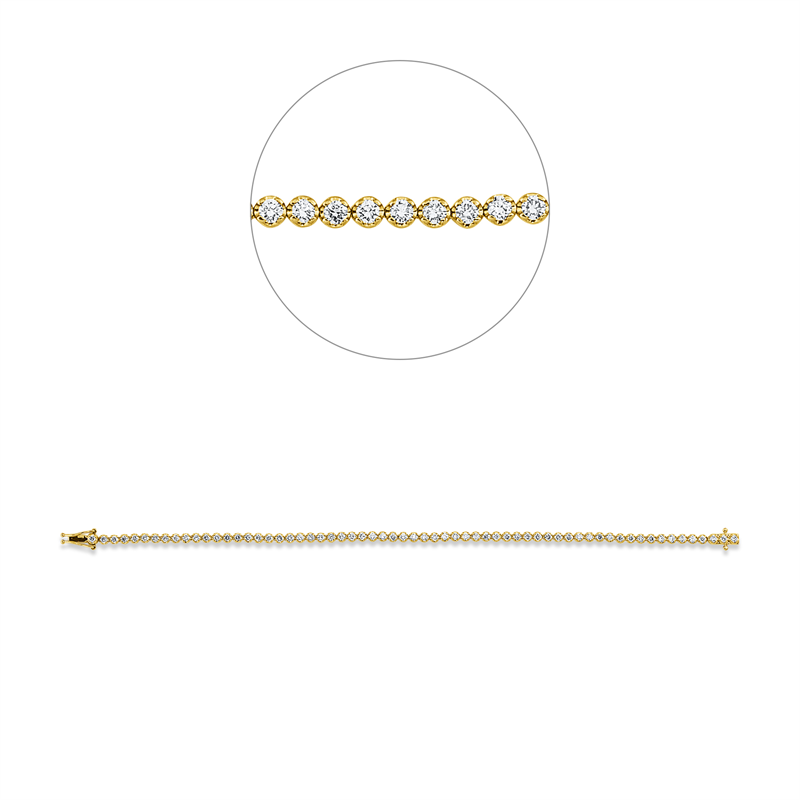 Image 90009420 - Armband 18 kt GG, 63 Brillanten 2,10 ct, W-si, B:2,8 mm, L:17,5 cm, S:2,2 ...