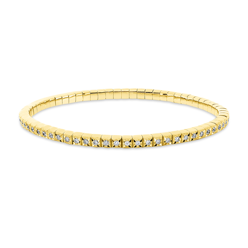 Image 90010833 - Armband 18 kt GG, Flex-Band, variabel, 65 Brillanten 1,00 ct, TW-si, L:18,0 cm, Ø:55,0 ...