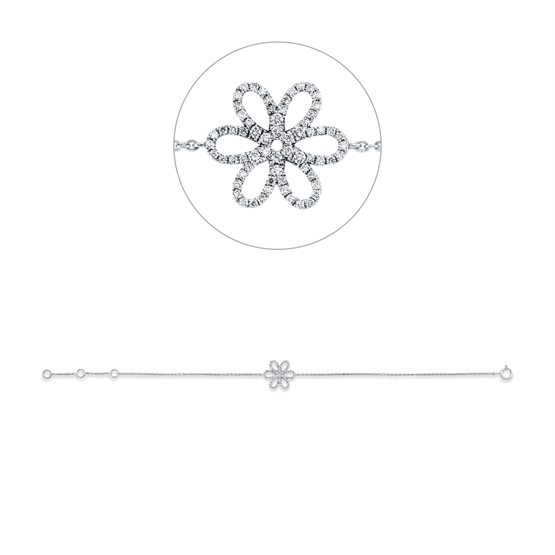 Image 90009432 - Armband 18 kt WG, mit ZÖ 15,2 cm 16,5 cm, 66 Brillanten 0,18 ct, W-si, L:17,8 ...