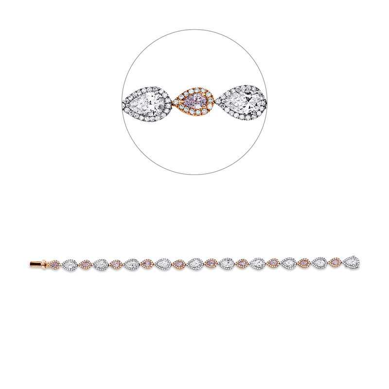 Image 90009435 - Armband 18 kt WG RG, GIA 10PCS, 10 Tropfen 4,34 ct, D/F-vvs/vs, 140 Brillanten 0,57 ct, ...