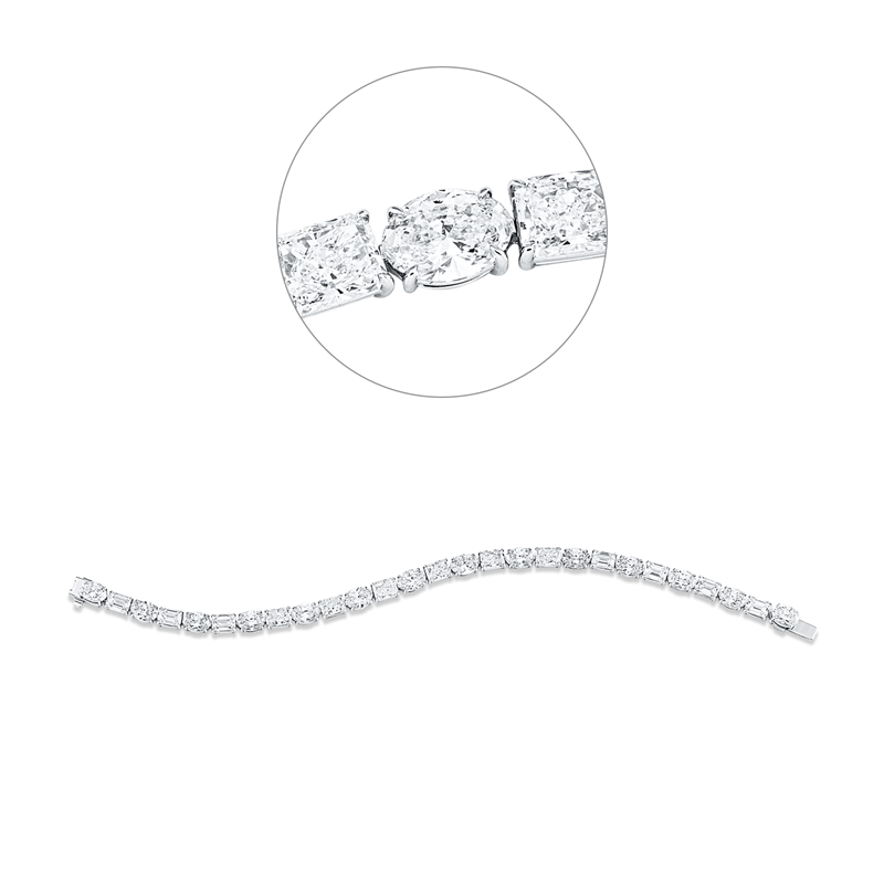 Image 90009438 - Armband 18 kt WG, 7 Sm.schliff 3,53 ct, F-vvs, 6 Radiant 3,05 ct, F-vvs, 14 Oval 7,16 ct, ...