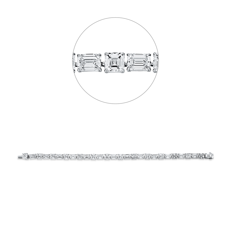 Image 90009439 - Armband 4er-Krappe 18 kt WG, 14 Assher 9,95 ct, F-vvs, 14 Sm.schliff 9,90 ct, F-vvs, ...