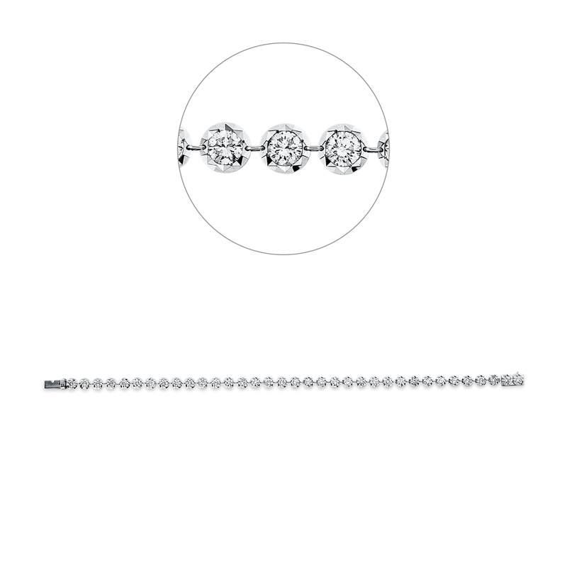 Image 90009440 - Armband 14 kt WG, 35 Brillanten 3,59 ct, TW-si, B:450,0 mm, L:17,8 cm, S:2,2 ...