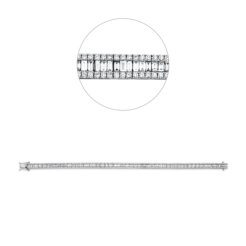 Image 90009443 - Armband 18 kt WG, 145 Baguette 2,83 ct, TW-si, 290 Brillanten 1,70 ct, TW-si, L:18,0 ...