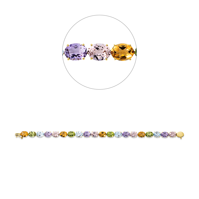 Image 90009449 - Armband 4er-Krappe 18 kt GG, 4 Morganit 5,00 ct rosa, 4 Amethyste 4,60 ct pink, 4 Topase ...