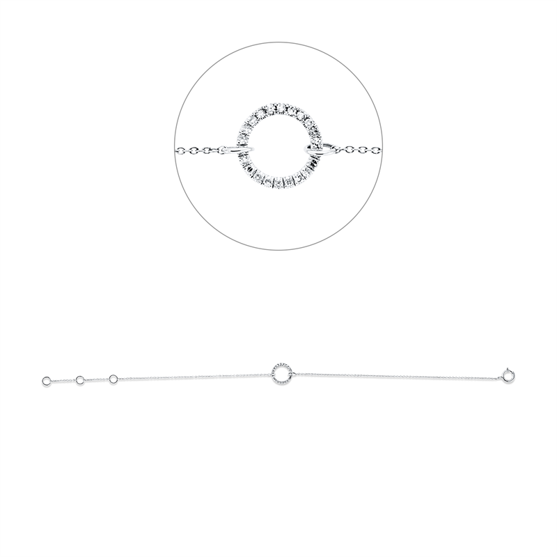 Image 90009451 - Armband 18 kt WG Kreis, mit ZÖ 15,5 cm 16,5 cm, 22 Diamanten 0,07 ct, TW-si, L:17,5 ...