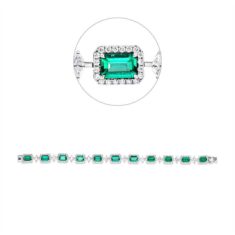 Image 90009462 - Armband 18 kt WG, 11 Navette 1,15 ct, F-vvs/vs, 202 Brillanten 1,34 ct, F-vvs/vs, 11 ...