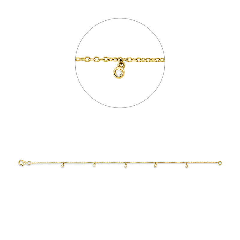 Image 90010842 - Armband 18 kt GG, 5 Brillanten 0,05 ct, TW-vsi/si, B:5,6 mm, L:17,5 cm, S:1,6 ...