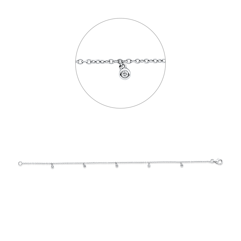 Image 90009463 - Armband 18 kt WG, 5 Brillanten 0,05 ct, TW-si, B:5,6 mm, L:17,5 cm, S:1,6 ...