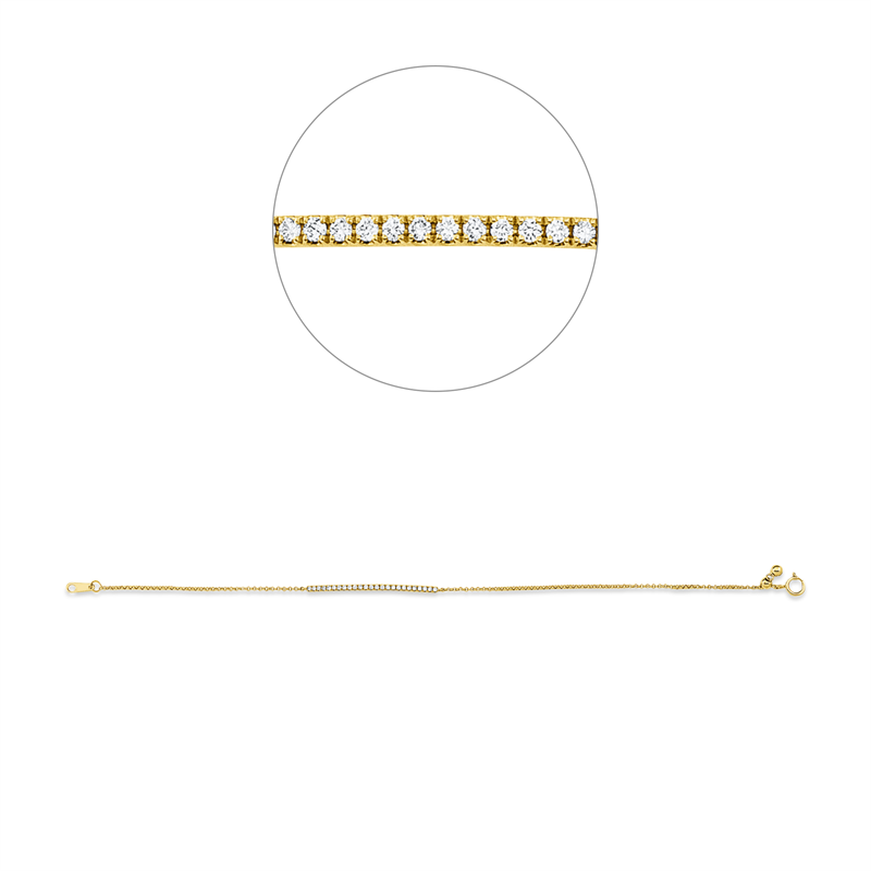 Image 90009465 - Armband 18 kt GG, 25 Brillanten 0,15 ct, TW-pi, B:1,5 mm, L:17,8 cm, S:1,6 ...