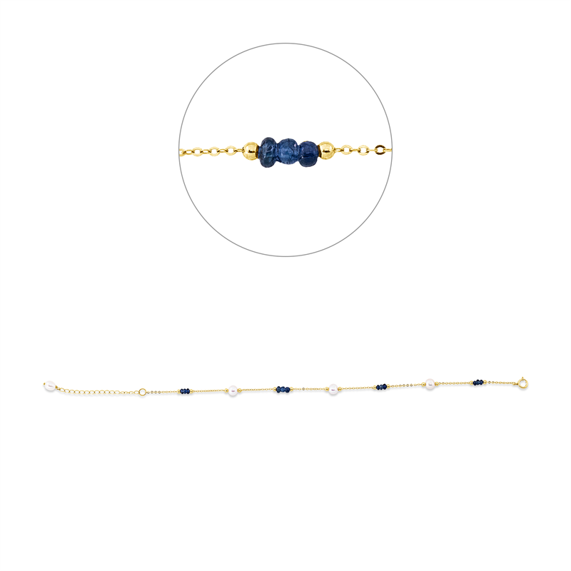 Image 90009467 - Armband 18 kt GG, 12 Saphire 2,00 ct blau, 4 SW weiß 4,5 mm, B:5,3 mm, L:22,0 cm, S:4,6 ...