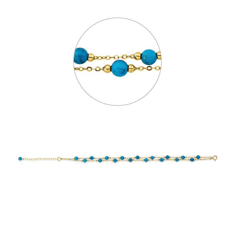 Image 90009469 - Armband 18 kt GG, mit ZÖ 18 cm, 18 Türkis 5,60 ct blau, B:4,1 mm, L:22,0 cm, S:4,1 ...