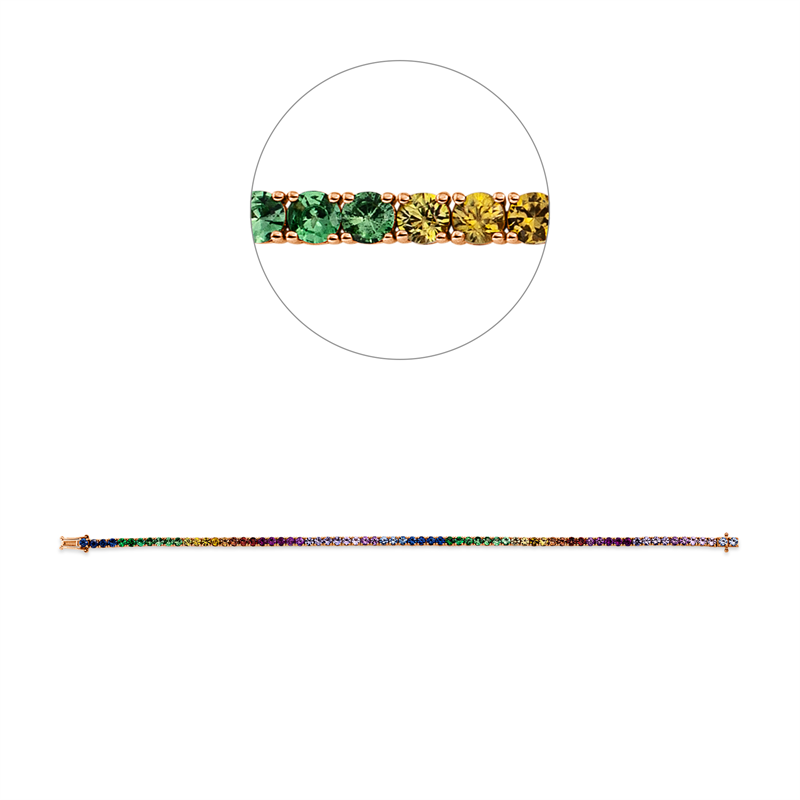 Image 90009471 - Armband 18 kt RG, 70 Saphire 5,16 ct fancy, B:2,3 mm, L:18,0 cm, S:1,8 ...