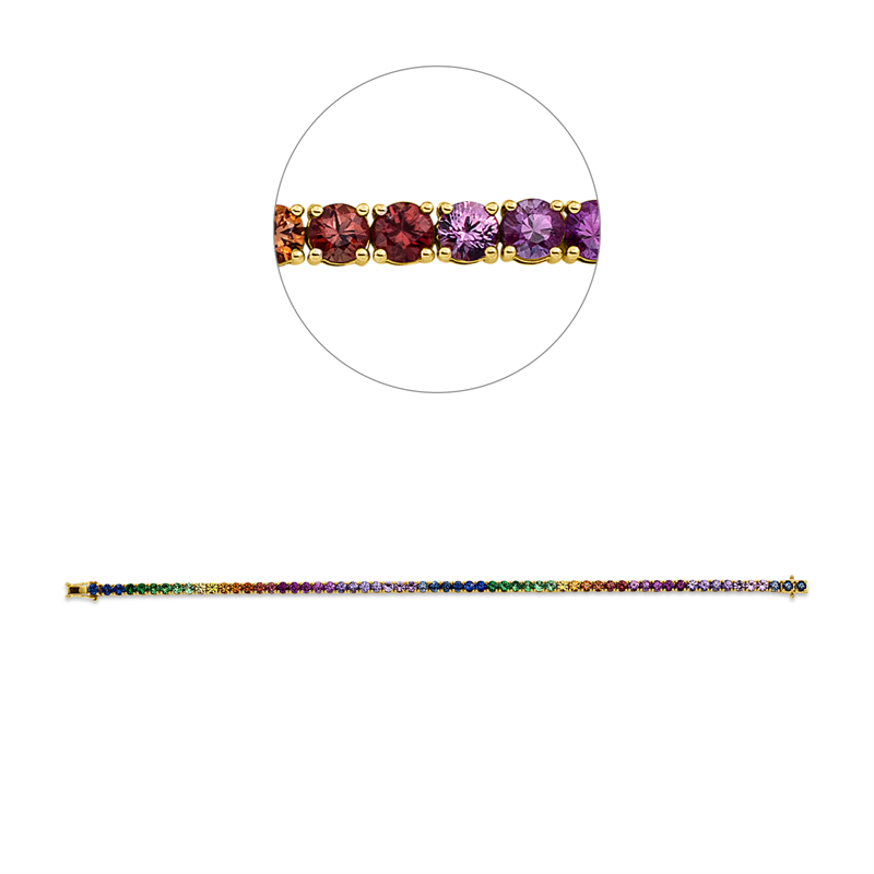 Image 90009472 - Armband 18 kt RG, 61 Saphire 7,08 ct fancy, B:2,7 mm, L:18,0 cm, S:2,2 ...