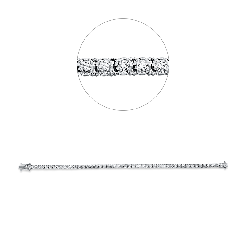 Image 90009473 - Armband 18 kt WG, 48 Brillanten 2,41 ct, TW-vsi, B:3,4 mm, L:18,0 cm, S:1,7 ...